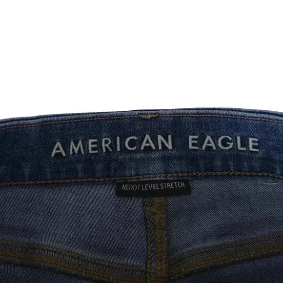 American Eagle  Curvy Hi-Rise Shortie Jean Shorts Blue Denim Size 4 - Picture 4 of 9
